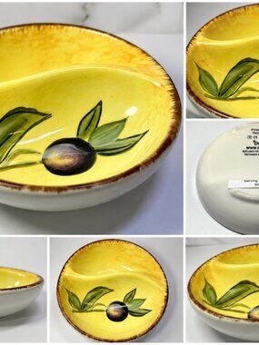 SDD-01-Rustic Italian Hand Painted Olive Serving Dish Farmhouse Decor